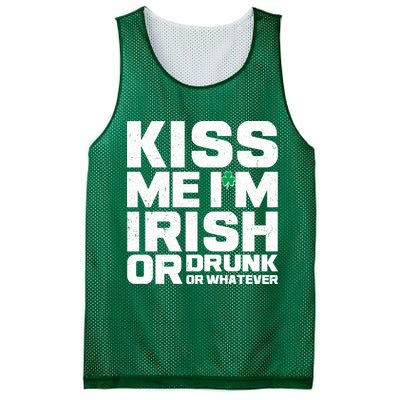 St Patrick's Day Kiss Me I'm Irish Or Drunk Or Whatever Mesh Reversible Basketball Jersey Tank