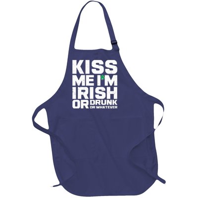 St Patrick's Day Kiss Me I'm Irish Or Drunk Or Whatever Full-Length Apron With Pockets