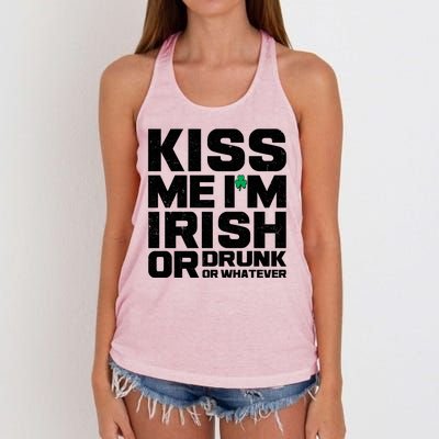 St Patrick's Day Kiss Me I'm Irish Or Drunk Or Whatever Women's Knotted Racerback Tank