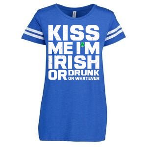 St Patrick's Day Kiss Me I'm Irish Or Drunk Or Whatever Enza Ladies Jersey Football T-Shirt