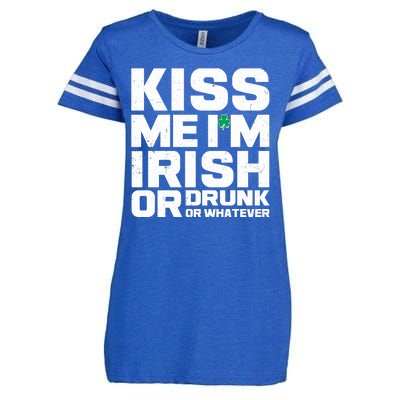 St Patrick's Day Kiss Me I'm Irish Or Drunk Or Whatever Enza Ladies Jersey Football T-Shirt