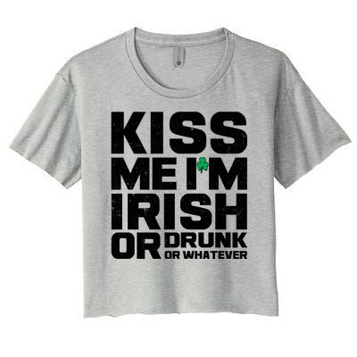 St Patrick's Day Kiss Me I'm Irish Or Drunk Or Whatever Women's Crop Top Tee