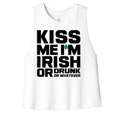 St Patrick's Day Kiss Me I'm Irish Or Drunk Or Whatever Women's Racerback Cropped Tank