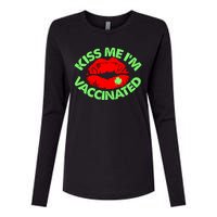 St Patrick's Day Kiss Me I'm Vaccinated Lipstick Shamrock Womens Cotton Relaxed Long Sleeve T-Shirt