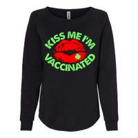 St Patrick's Day Kiss Me I'm Vaccinated Lipstick Shamrock Womens California Wash Sweatshirt