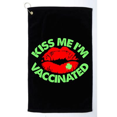 St Patrick's Day Kiss Me I'm Vaccinated Lipstick Shamrock Golf Towel