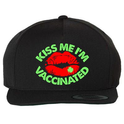 St Patrick's Day Kiss Me I'm Vaccinated Lipstick Shamrock Wool Snapback Cap