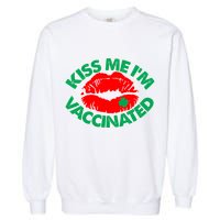 St Patrick's Day Kiss Me I'm Vaccinated Lipstick Shamrock Garment-Dyed Sweatshirt