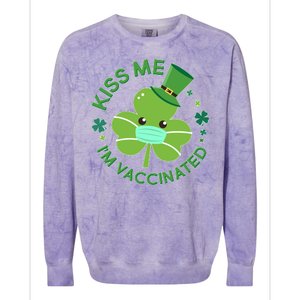 St Patrick's Day Kiss Me I'm Vaccinated Shamrock Colorblast Crewneck Sweatshirt