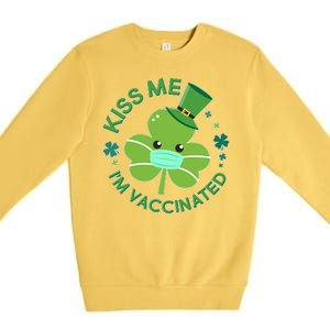 St Patrick's Day Kiss Me I'm Vaccinated Shamrock Premium Crewneck Sweatshirt