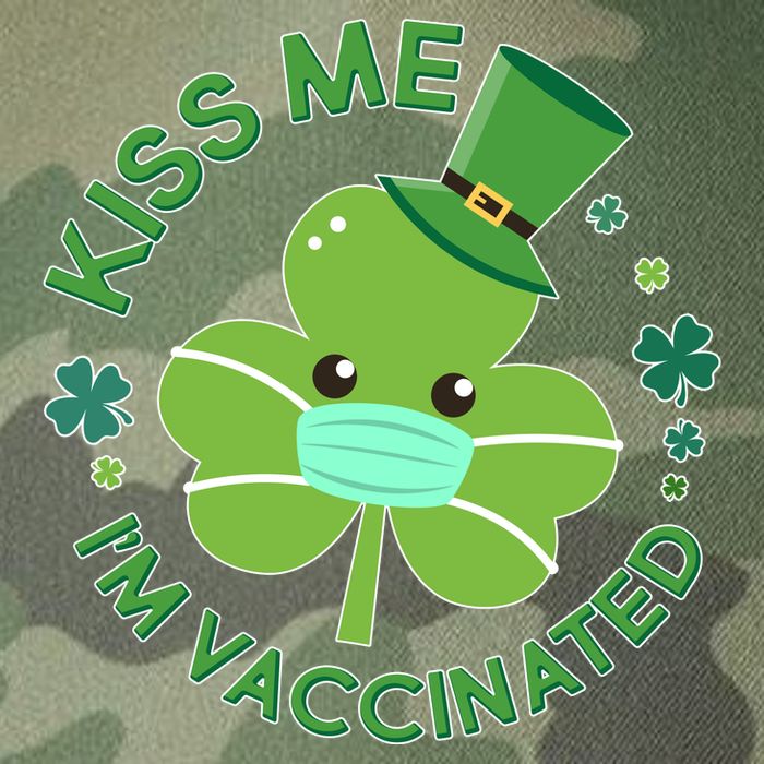 St Patrick's Day Kiss Me I'm Vaccinated Shamrock Legacy Tie Dye Trucker Hat