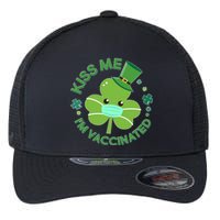 St Patrick's Day Kiss Me I'm Vaccinated Shamrock Flexfit Unipanel Trucker Cap