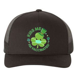 St Patrick's Day Kiss Me I'm Vaccinated Shamrock Yupoong Adult 5-Panel Trucker Hat