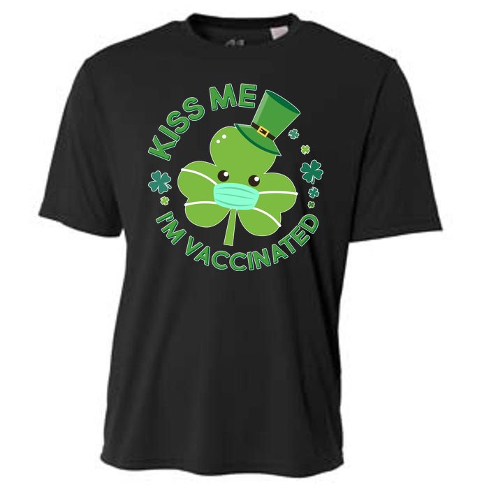 St Patrick's Day Kiss Me I'm Vaccinated Shamrock Cooling Performance Crew T-Shirt