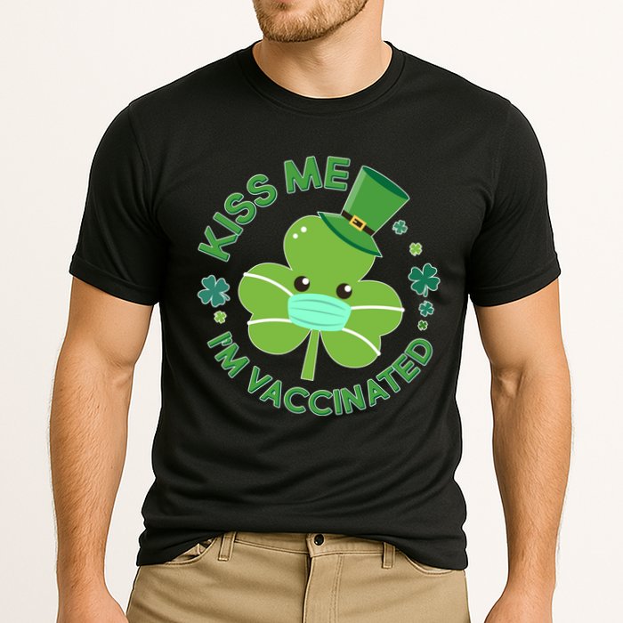 St Patrick's Day Kiss Me I'm Vaccinated Shamrock Cooling Performance Crew T-Shirt