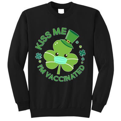 St Patrick's Day Kiss Me I'm Vaccinated Shamrock Sweatshirt
