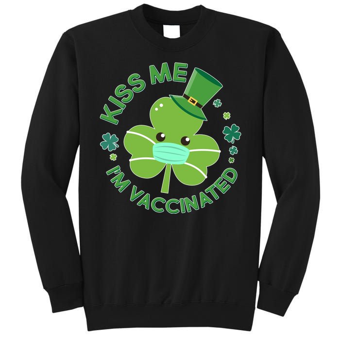 St Patrick's Day Kiss Me I'm Vaccinated Shamrock Sweatshirt