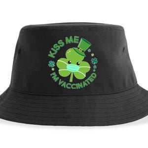 St Patrick's Day Kiss Me I'm Vaccinated Shamrock Sustainable Bucket Hat