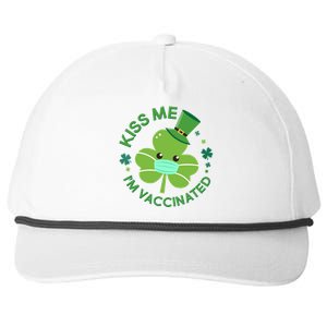 St Patrick's Day Kiss Me I'm Vaccinated Shamrock Snapback Five-Panel Rope Hat