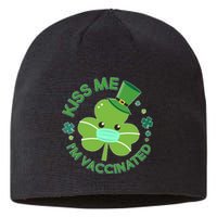 St Patrick's Day Kiss Me I'm Vaccinated Shamrock Sustainable Beanie