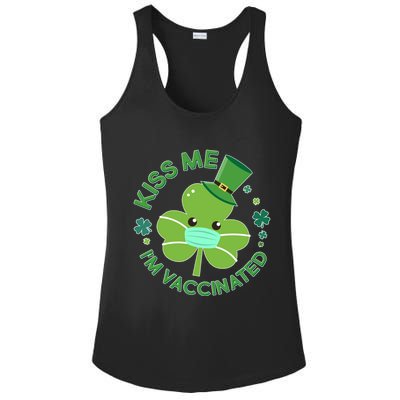 St Patrick's Day Kiss Me I'm Vaccinated Shamrock Ladies PosiCharge Competitor Racerback Tank