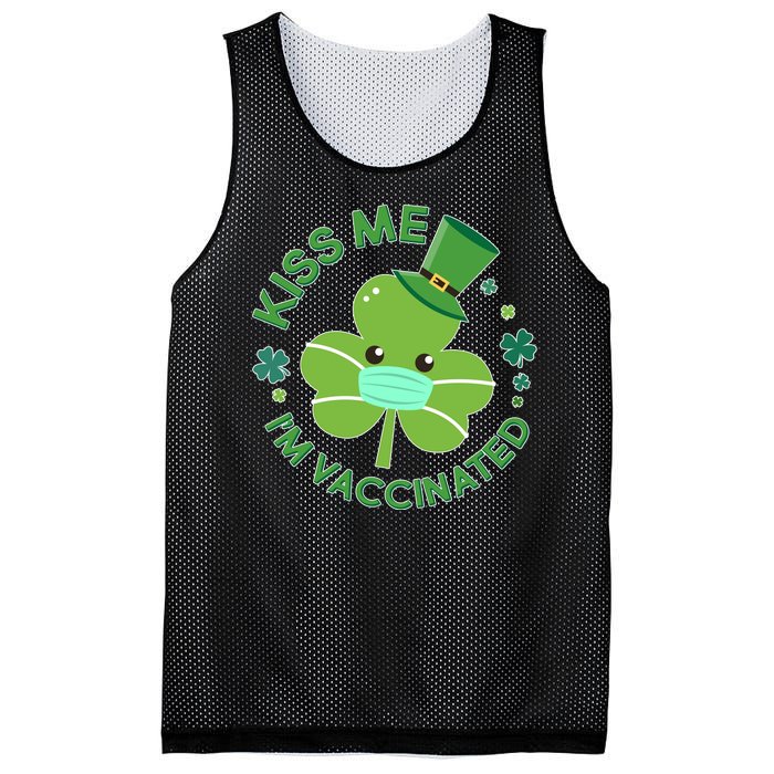 St Patrick's Day Kiss Me I'm Vaccinated Shamrock Mesh Reversible Basketball Jersey Tank