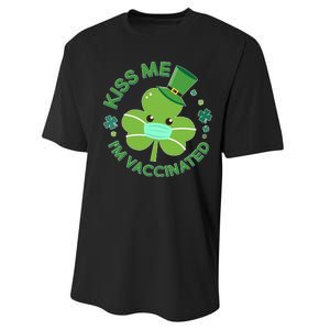 St Patrick's Day Kiss Me I'm Vaccinated Shamrock Performance Sprint T-Shirt