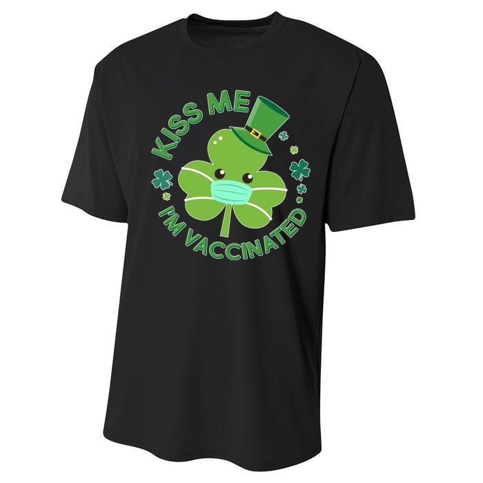 St Patrick's Day Kiss Me I'm Vaccinated Shamrock Performance Sprint T-Shirt