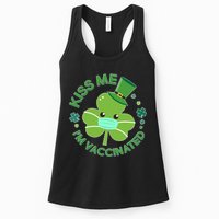 St Patrick's Day Kiss Me I'm Vaccinated Shamrock Womens Tank Top