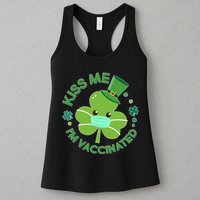 St Patrick's Day Kiss Me I'm Vaccinated Shamrock Womens Tank Top