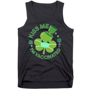 St Patrick's Day Kiss Me I'm Vaccinated Shamrock Tank Top