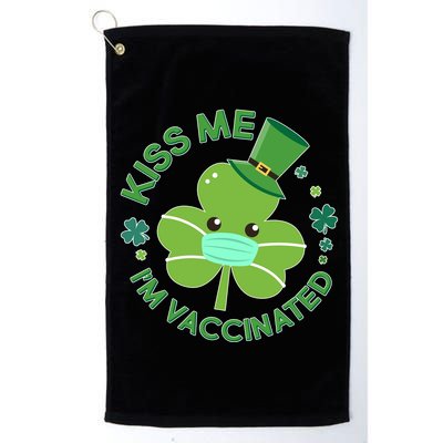 St Patrick's Day Kiss Me I'm Vaccinated Shamrock Golf Towel