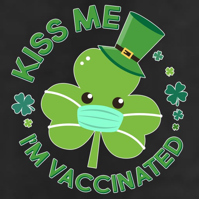 St Patrick's Day Kiss Me I'm Vaccinated Shamrock Golf Towel