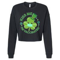 St Patrick's Day Kiss Me I'm Vaccinated Shamrock Cropped Pullover Crew