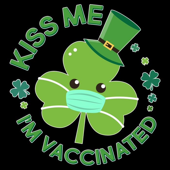 St Patrick's Day Kiss Me I'm Vaccinated Shamrock Women's V-Neck T-Shirt
