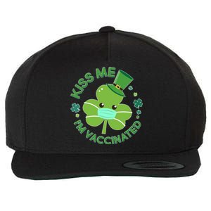 St Patrick's Day Kiss Me I'm Vaccinated Shamrock Wool Snapback Cap