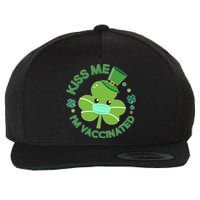 St Patrick's Day Kiss Me I'm Vaccinated Shamrock Wool Snapback Cap