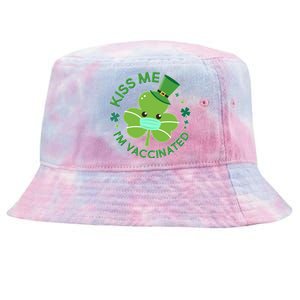 St Patrick's Day Kiss Me I'm Vaccinated Shamrock Tie-Dyed Bucket Hat