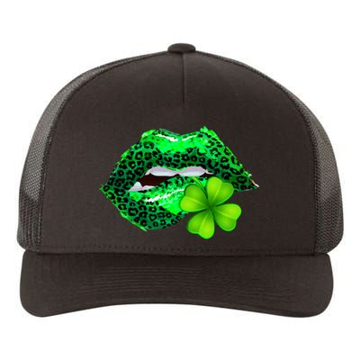 St Patrick's Day Leopard Print Lipstick Shamrock Yupoong Adult 5-Panel Trucker Hat