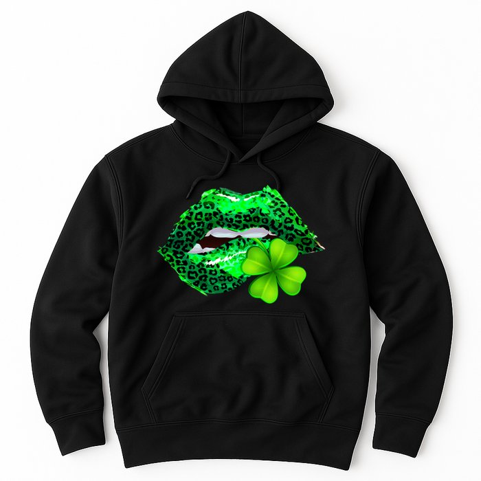 St Patrick's Day Leopard Print Lipstick Shamrock Hoodie