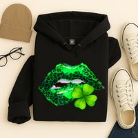 St Patrick's Day Leopard Print Lipstick Shamrock Hoodie