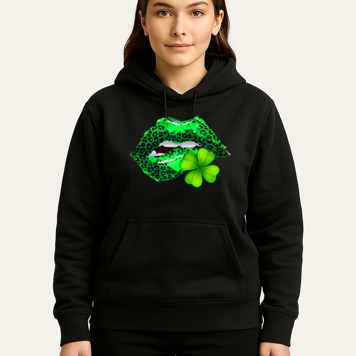 St Patrick's Day Leopard Print Lipstick Shamrock Hoodie