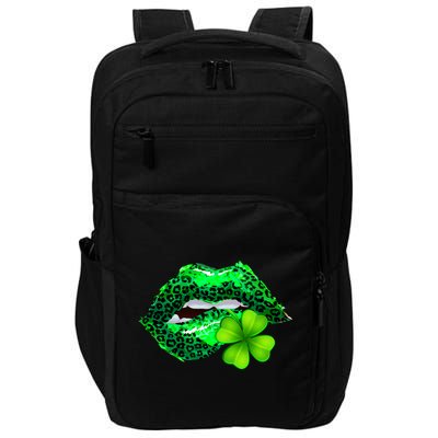 St Patrick's Day Leopard Print Lipstick Shamrock Impact Tech Backpack
