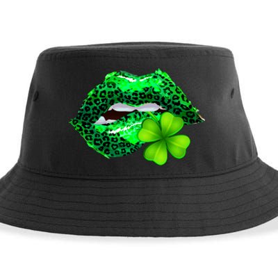 St Patrick's Day Leopard Print Lipstick Shamrock Sustainable Bucket Hat