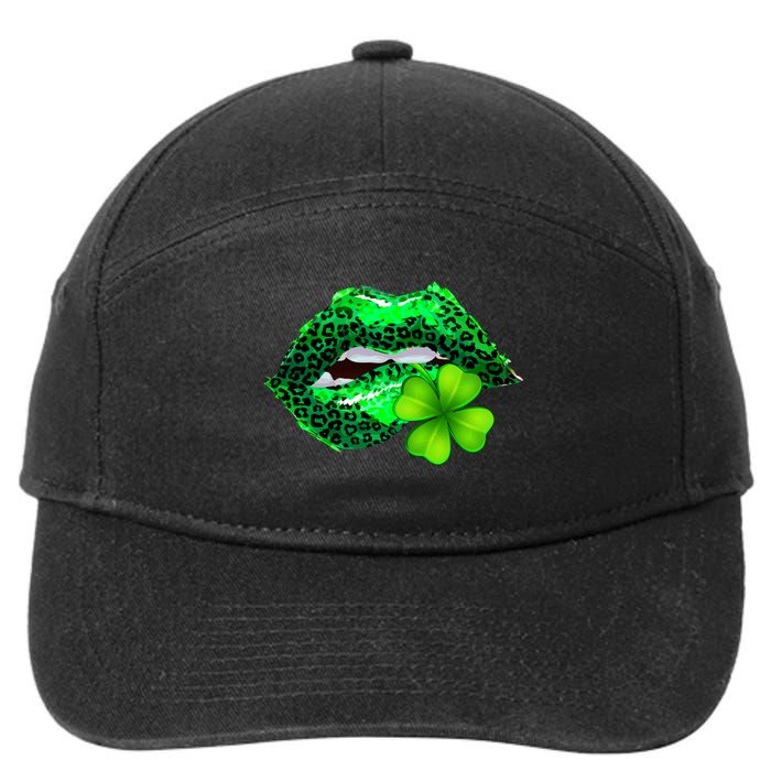 St Patrick's Day Leopard Print Lipstick Shamrock 7-Panel Snapback Hat