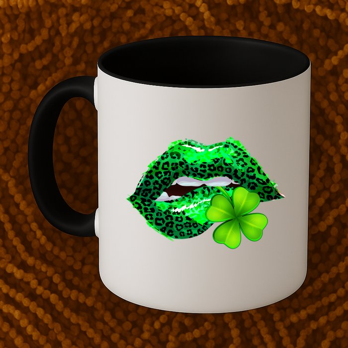 St Patrick's Day Leopard Print Lipstick Shamrock Mug