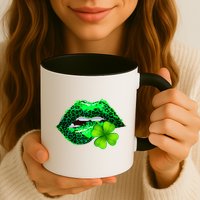 St Patrick's Day Leopard Print Lipstick Shamrock Mug