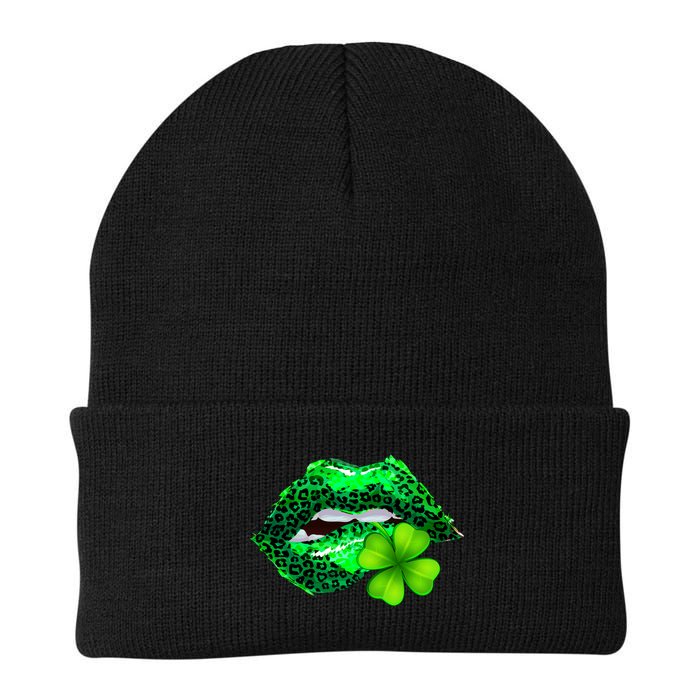 St Patrick's Day Leopard Print Lipstick Shamrock Beanie