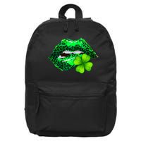 St Patrick's Day Leopard Print Lipstick Shamrock 16 in Basic Backpack