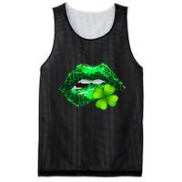 St Patrick's Day Leopard Print Lipstick Shamrock Mesh Reversible Basketball Jersey Tank
